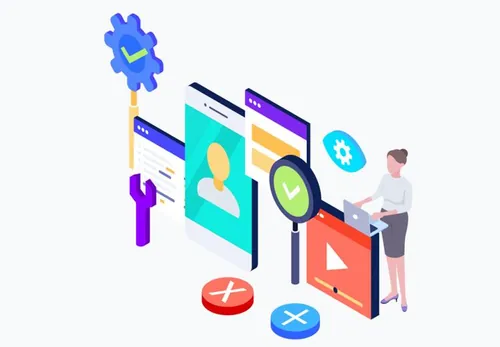 技术工作行业用户界面设计等距概念矢量插图设计素材Tech Jobs Isometric