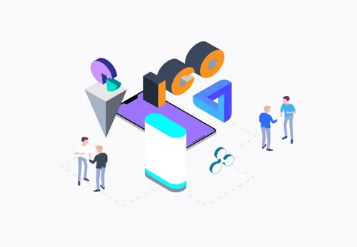 区块链ICO概念元素等距图形插图设计素材Blockchain Isometric Graphic03_03