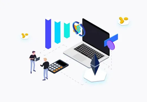 区块链交易数据元素等距图形插图设计素材Blockchain Isometric Graphic03_08