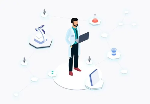 区块链医疗健康大数据元素等距图形插图设计素材Blockchain Isometric Graphic03_06