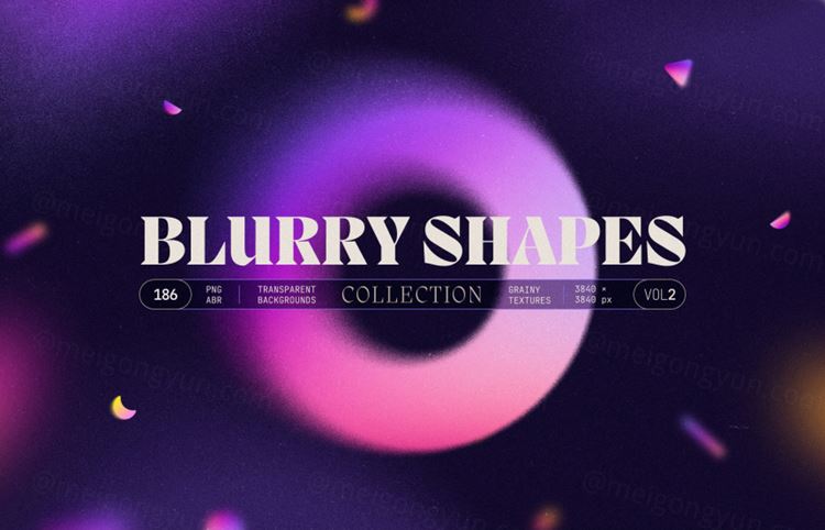 超现实主义颗粒感模糊弥散渐变几何形状背景素材 Blurry