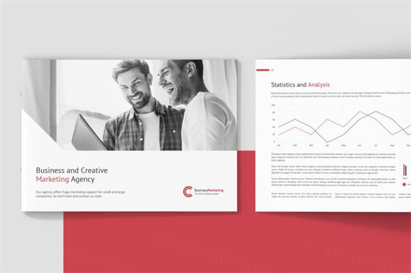 商业质感品牌手册画册杂志设计模板 business marketing company profile landscape