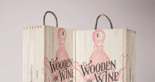 红酒木盒包装设计PSD贴图模板Psd Wine Wood Box Mockup