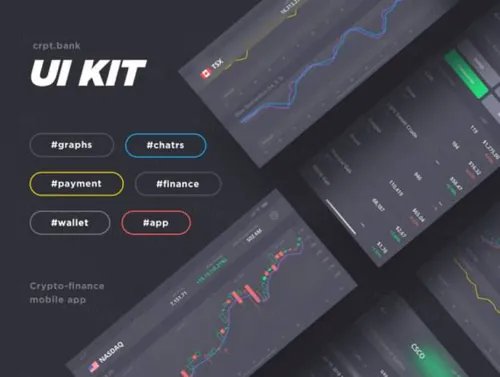 金融数据图表分析加密系统移动应用程序UI工具包Crpt Bank iOS UI