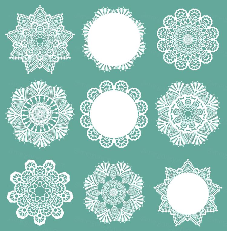 蕾丝花边雪花手工剪纸艺术图案背景矢量设计素材Lace Snowflakes