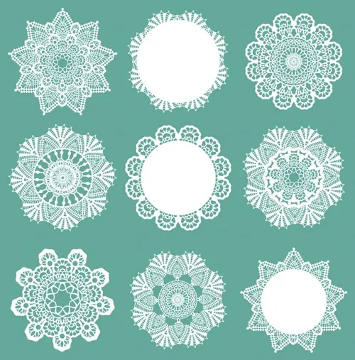 蕾丝花边雪花手工剪纸艺术图案背景矢量设计素材Lace Snowflakes