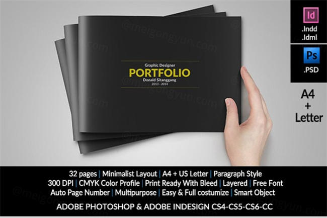 横版画册设计模版 Graphic Design Portfolio Template 336440