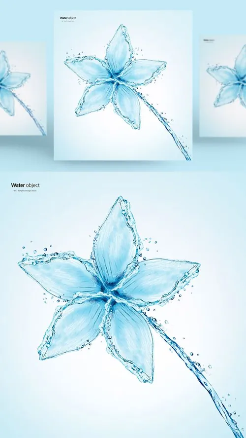 水元素鲜花形状PSD分层元素Water element PSD material