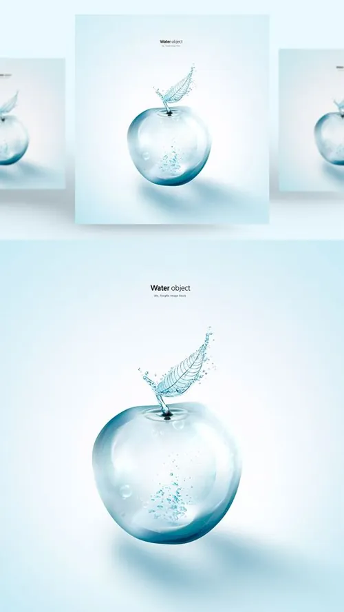 水元素苹果形状PSD分层元素Water element PSD material