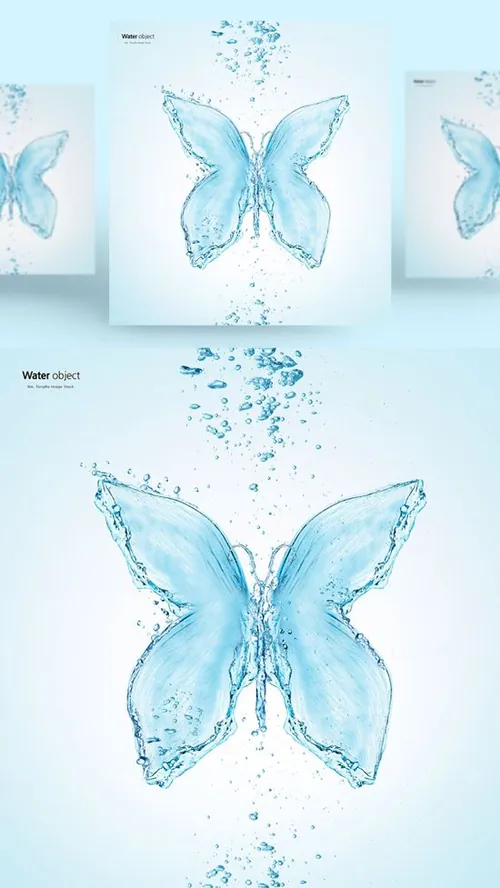 水元素蝴蝶形状PSD分层元素Water element PSD material
