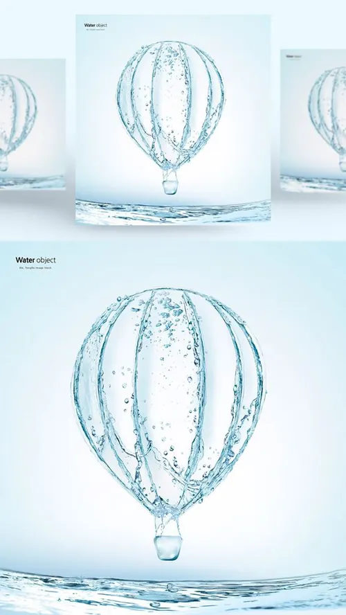 水元素热气球形状PSD分层元素Water element PSD material