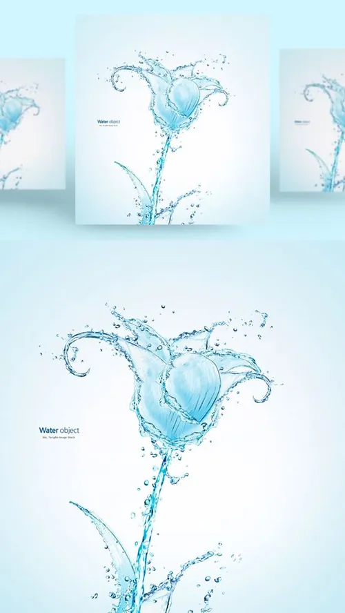 水元素鲜花形状PSD分层元素Water element PSD material