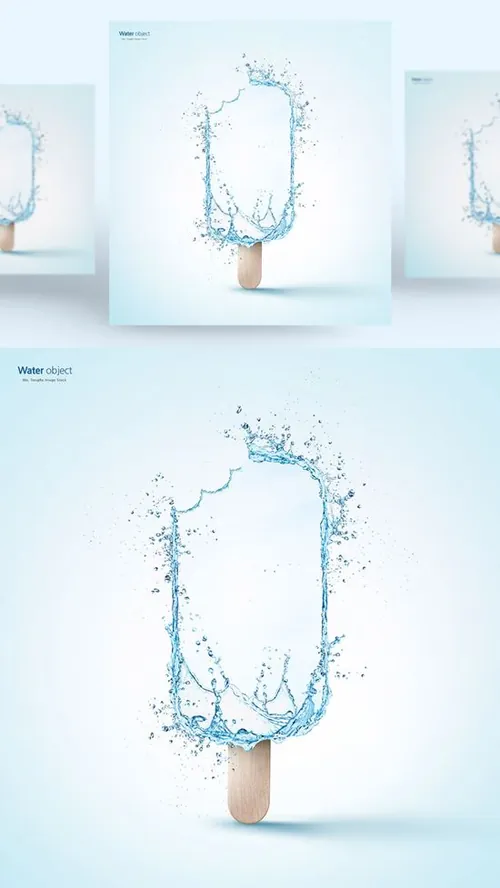 水元素雪糕形状PSD分层元素Water element PSD material