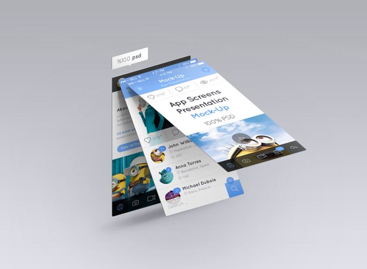 不同视角应用程序APP展示PSD模板Perspective App Screens Mock-Up