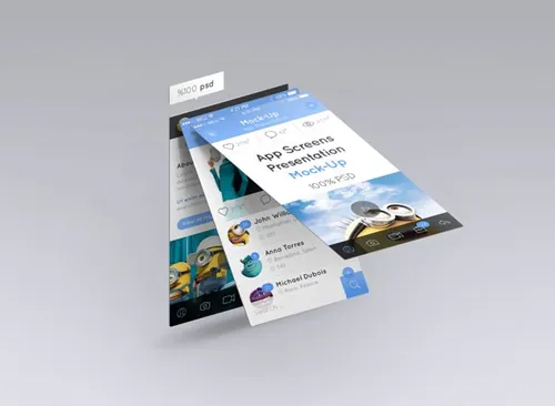 不同视角应用程序APP展示PSD模板Perspective App Screens Mock-Up