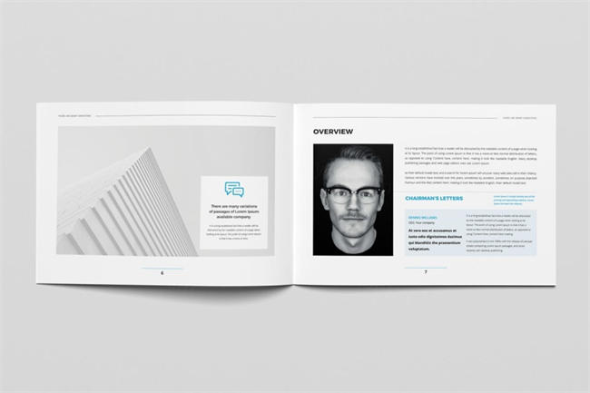 商业配色年度报告总结画册杂志设计模板 annual report landscape a4