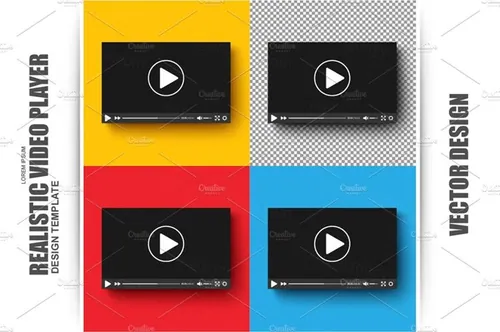 传染媒介设计模板Set Of Realistic Video Player