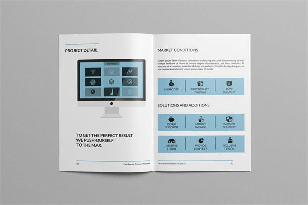 简约时尚多用途的品牌手册画册杂志设计模板 clean business proposal
