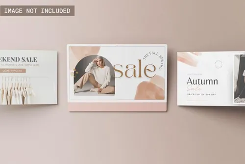 最新粉色苹果电脑网页设计多屏贴图展示样机模板 Imac 20