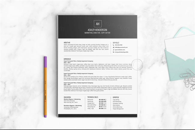2标准专业的简历模板 Resume Template The Ashley