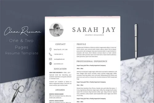 干净简历的模板 Resume Template 4 pages Clean