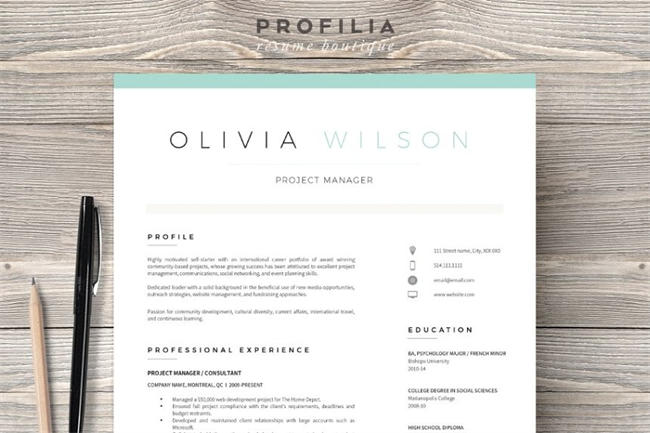 优雅的Word简历模板 Word Resume Cover Letter Template