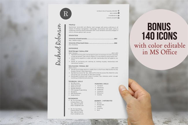 简单的Word简历模板 Simple resume for MS Word