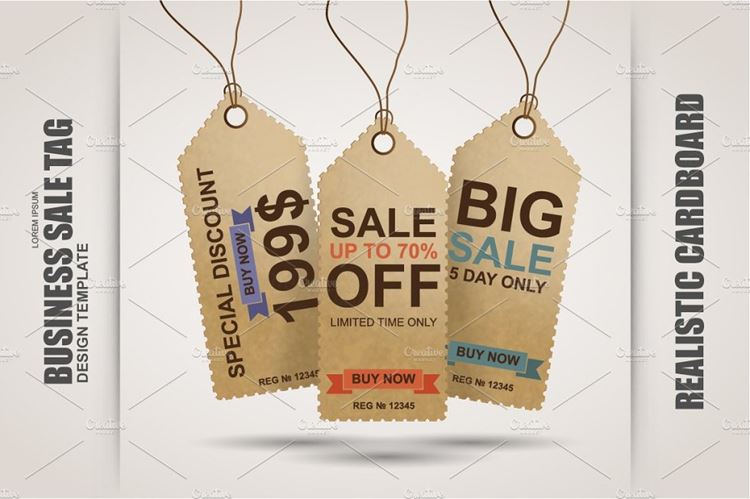 现实纸板Realistic Sale Tag Vector
