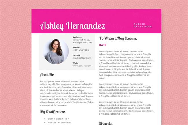 明亮粉红的简历模板 Bright Pink Resume Template Package