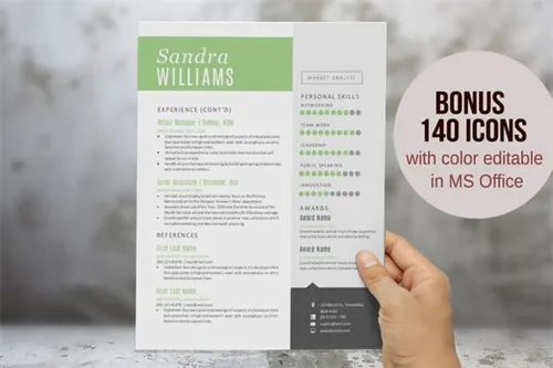 绿色的Word简历二合一 Green 2 in 1 Word modern resume pack