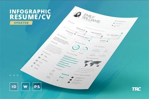 带图表信息的专业简历模板 Infographic Resume