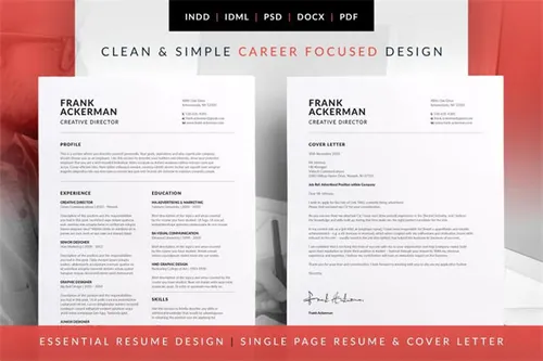 专业感很强的职场必备简历模板 Frank Essential Resume