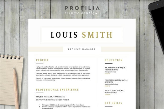 时尚优雅的Word简历模板 Word Resume Cover letter Template