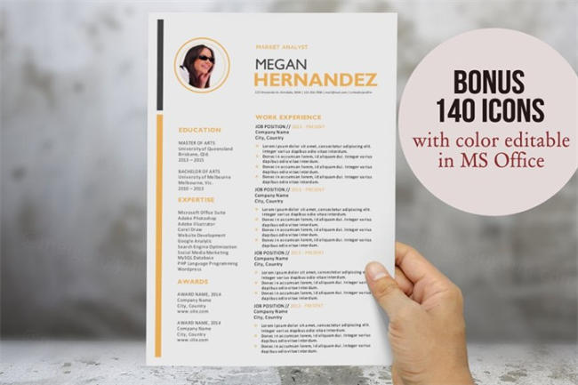 现代的简历三合一 Modern 3 in 1 photo Word resume