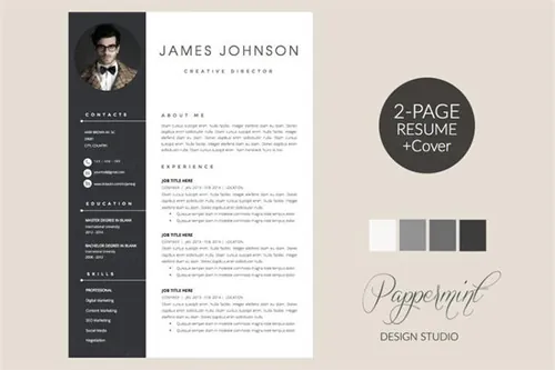 帅气的简历模板 Resume Template Cover Letter WORD