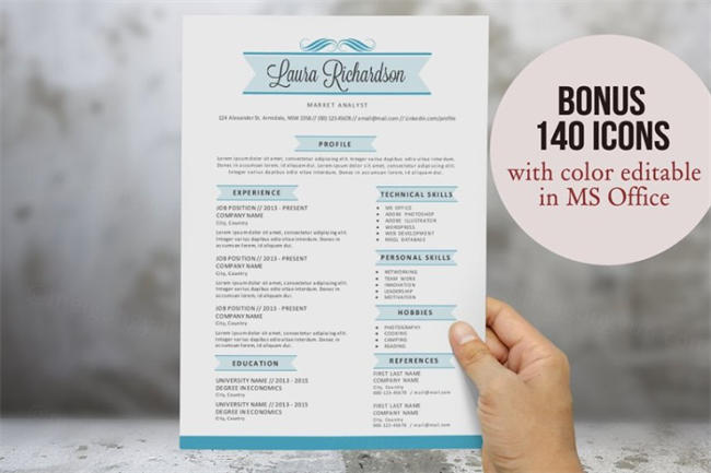时尚的简历二合一 2 in 1 stylish banner Word resume