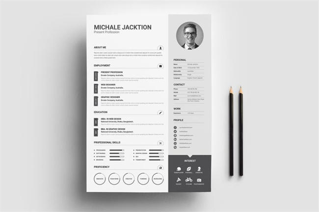 专业的模块清晰的简历模板 3 Piece Resume Set