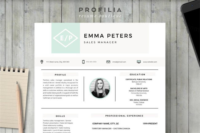 专业设计的简历模板 Word Resume Cover letter Template