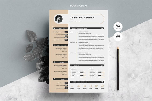 正规专业简历模板 Resume Template Cover Letter