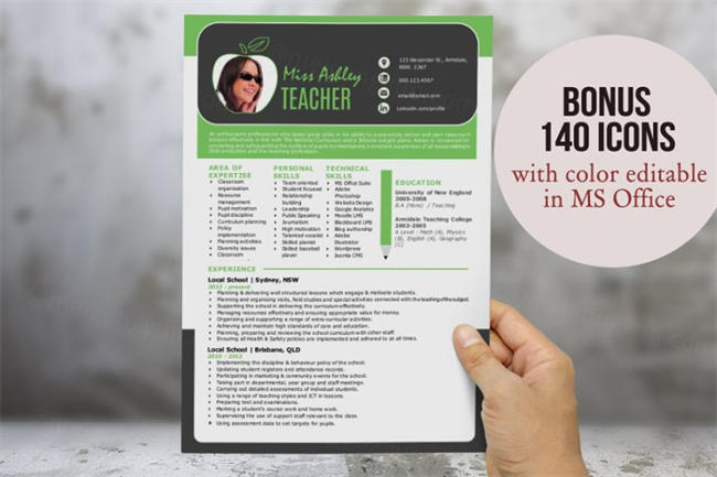 显得风格的老师简历模板 3 in 1 modern Word teacher resume