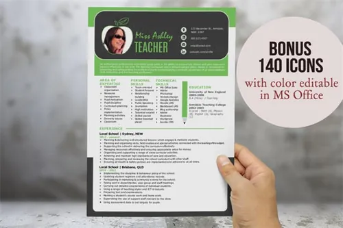 显得风格的老师简历模板 3 in 1 modern Word teacher resume