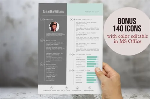 照片简历模板 2 in 1 photo Word resume template
