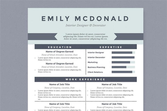 海洋味道的简历模板 Sea Blue Resume Template Package