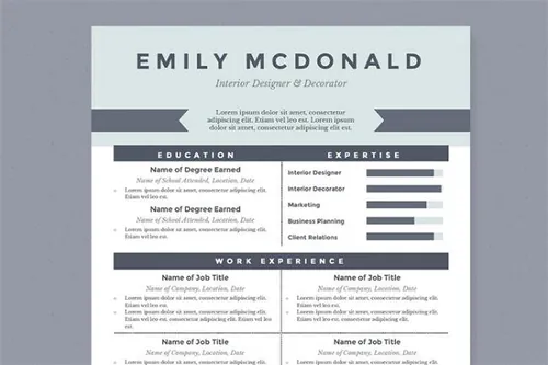 海洋味道的简历模板 Sea Blue Resume Template Package