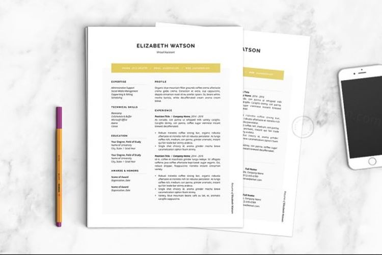 简单的简历模板 Resume Template The Elizabeth