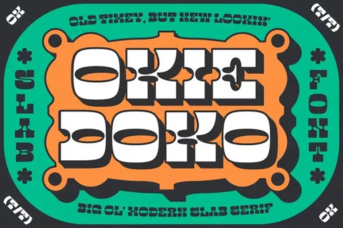 复古西部希斯特卡通现代标题英文装饰字体 Okie Doko