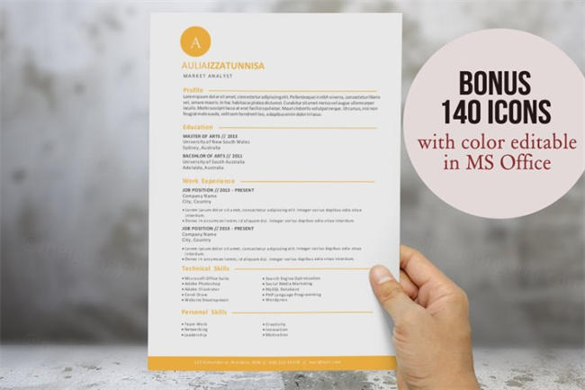 简单的简历模板第二套 Round 3 in 1 simple Word resume