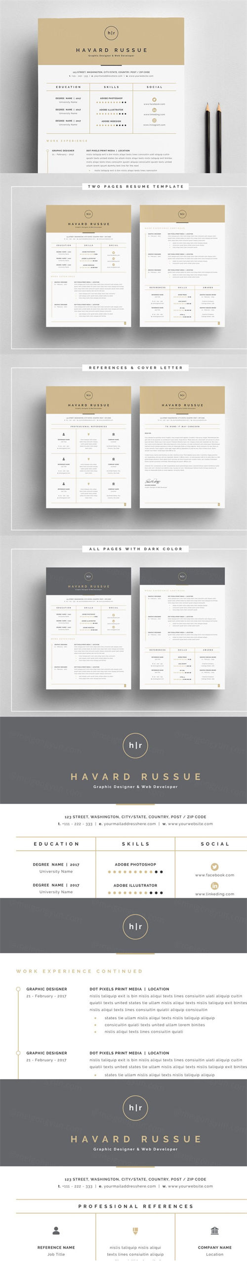 专业的简历模板4页 Professional Resume 4 Pages