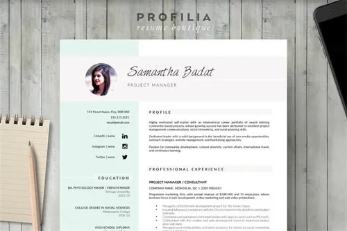 漂亮的Word简历模板 Word Resume Cover letter Template