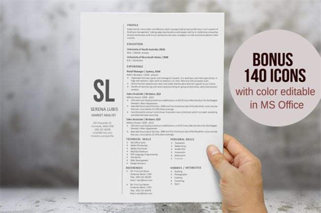 二合一的简单初级简历Word模板 2 in 1 simple initial